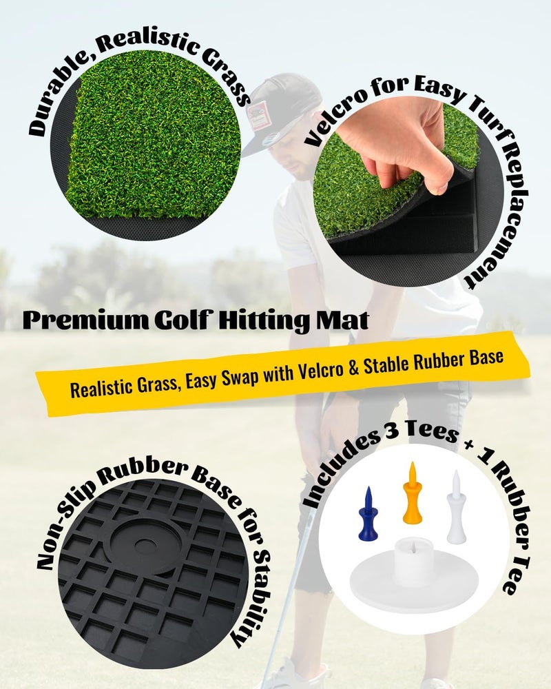 FODESAN Golf Hitting Mat – Practice Mat with Swing Path Feedback & Impact Detection – Indoor/Outdoor Use – Golf Swing Trainer for Home Training – Gift for Golfers, Beginners & Pros - Image 3